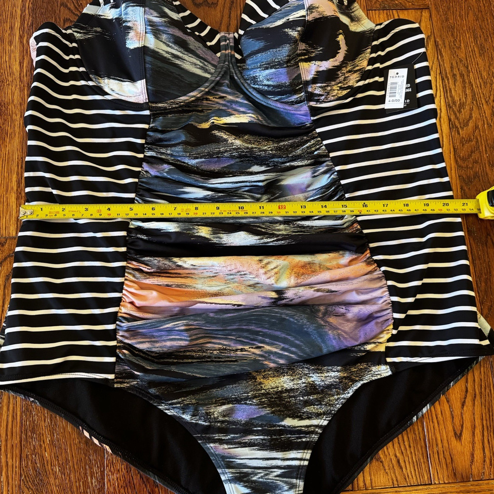 NWT Torrid 4 D/DD Womens 26 4X Slim Fix Underwire One Piece Swimsuit Shoreline - Picture 12 of 16